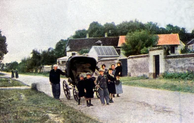 A Family Fleeing from the German Invasion During the Battle of the Marne East of Paris, September 1914